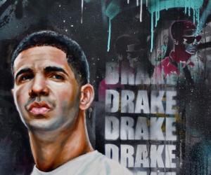 Oil, acrylic & aerosol painting of Drake on a 30x40-inch canvas by artist Jack Labadi...